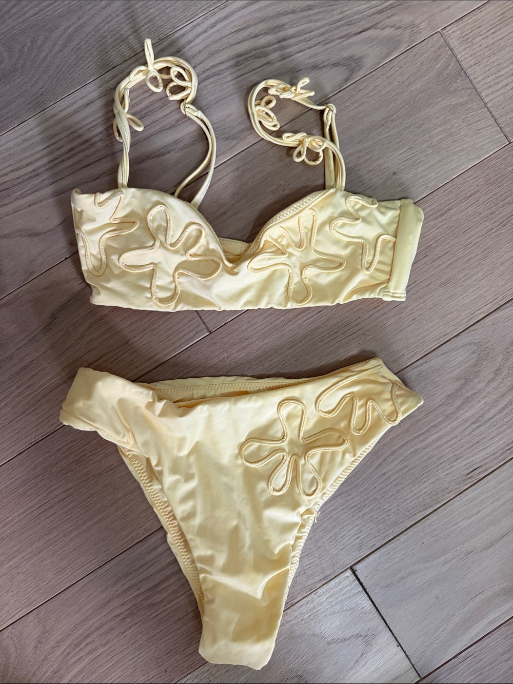 Peixoto Lemon Floral Appliqué Bikini Set